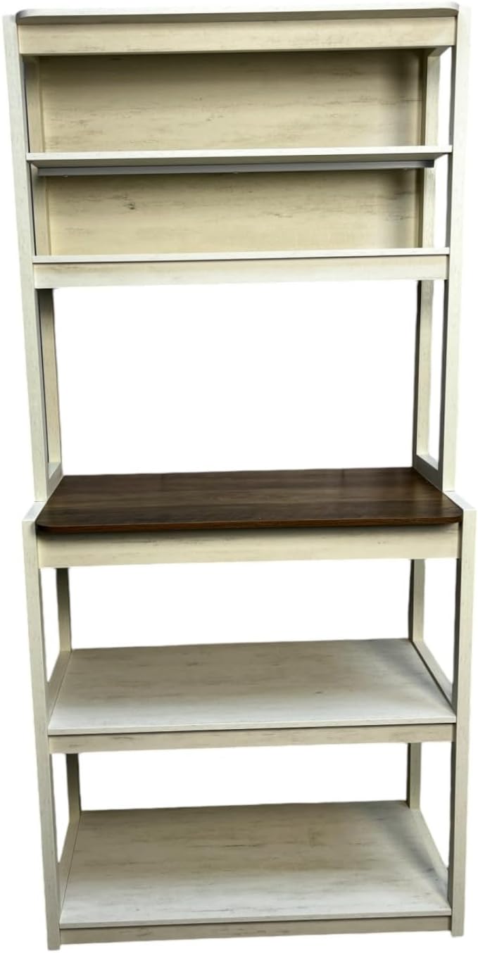 31.50' White & Rustic Brown 5-Tier Bakers Rack Particle Board Spacious Storage Display Kitchen Elegant