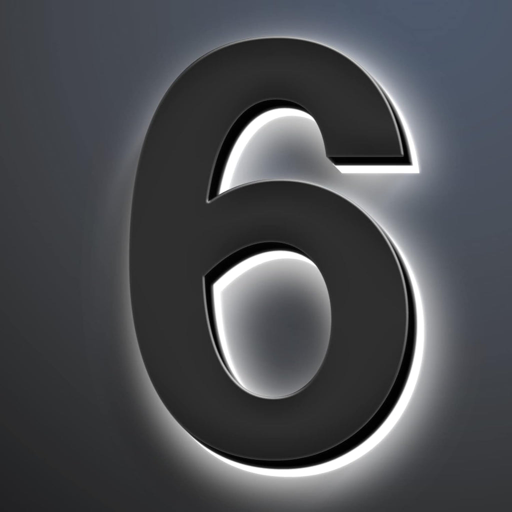 16' Address Numbers, Stainless Steel, Backlit LED Illuminated House Number, Up-Scale Modern Black Look, Lighted Home Address Numbers For Outside,T