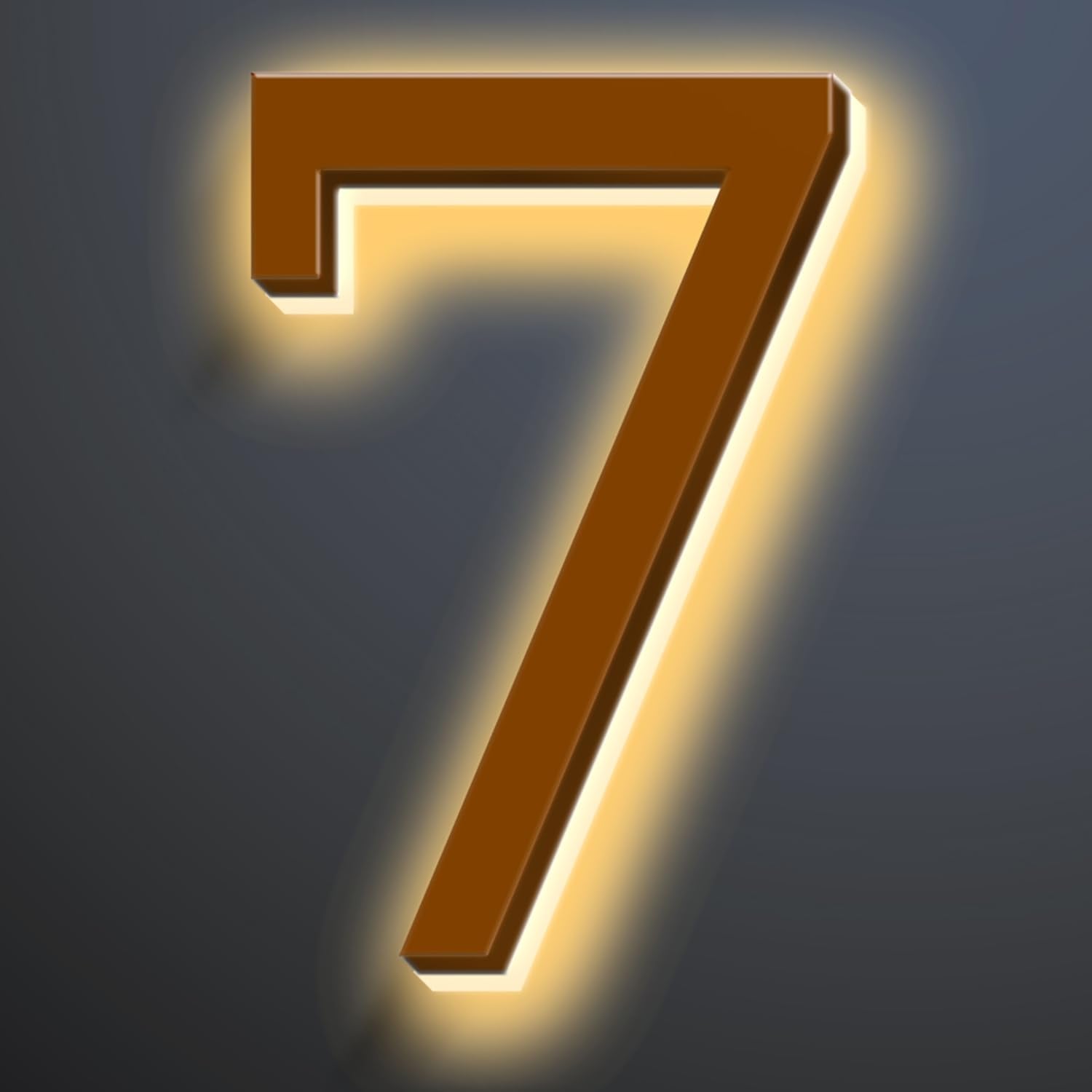 Illuminated LED House Numbers 20', Stainless Steel Backlit LED Illuminated Home Address Numbers, Large Modern Lighted House Numbers For Outside, Brown, Warm Light,7