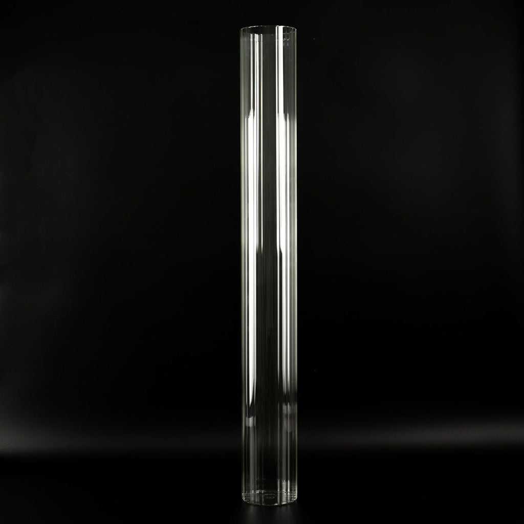 Efavormart 2 Pack Ribbed Cylinder Floor Vases – 40' Tall Oversized Clear Glass Vases for Grand Venue Displays & Lobbies