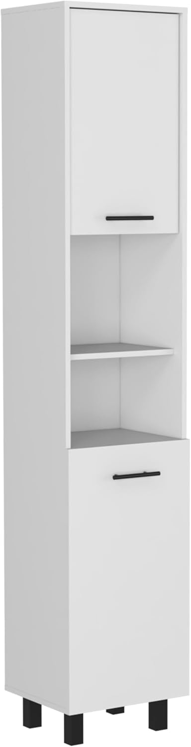 80' Multi-Layer Storage Freestanding Storage Cabinet, Kitchen Storage Bakers Rack with Enclosed Cabinet, Utility Food Cupboard with Spacious Interior for Kitchen, White