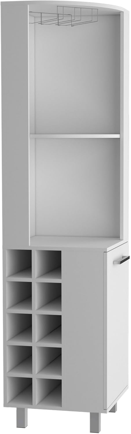71' Freestanding Storage Cabinet, Kitchen Storage Bakers Rack with Wine Cubbies, Utility Food Cupboard with Stemware Racks for Dining, White