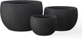 Kante 19.9',15.7',11.8' Dia Round Concrete Planter Set of 3, Outdoor/Indoor Large Bowl Plant Pots with Drainage Hole and Rubber Plug for Garden Patio Balcony Home, Black
