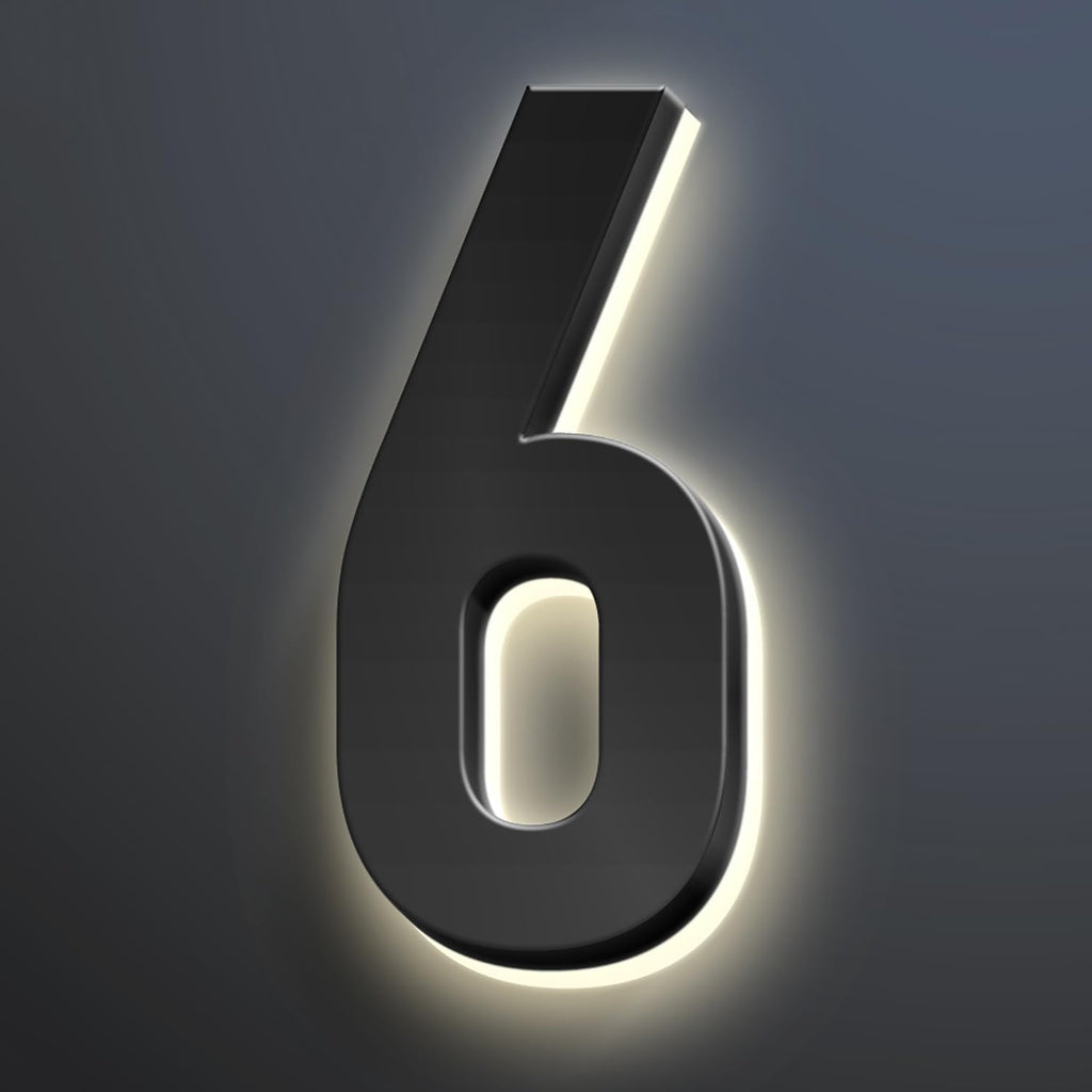 Illuminated House Address Numbers Signs, Stainless Steel,Up-Scale Modern Look, Backlit LED Illuminated Home Address Number, Lighted House Numbers For Outside,18 Inch/450mm,6