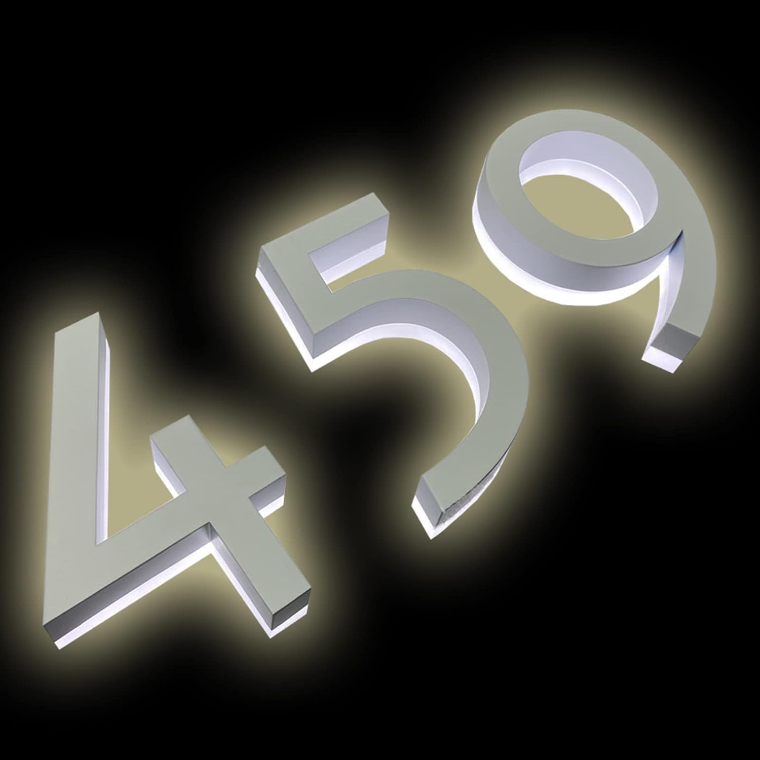 16' Backlit Illuminated LED Home Address Numbers, Stainless Steel Hand-Polished For House Address Signs, Modern Large Lighted House Numbers For Outside,S