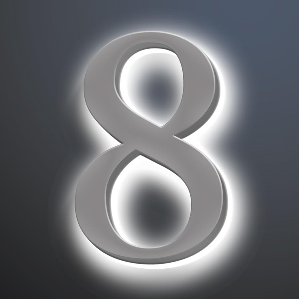 Illuminated Address Sign Enhance Your Home's Visibility, 16 Inch Backlit LED Home Address Number For Outside, Lighted Up House Numbers, Metal House Numbers,8