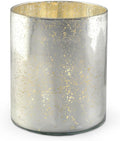 Serene Spaces Living Antique Silver Cylinder Vase, Vintage-Style Handmade Mercury Glass Finish for Weddings, Parties, Events, 7.5' Tall and 6' Diameter, Pack of 6
