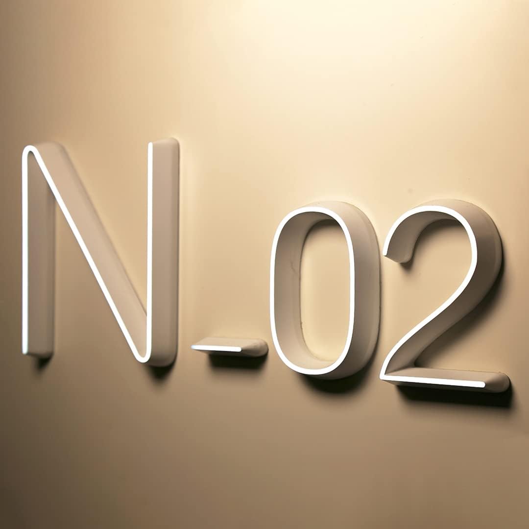 16' Modern Backlit Illuminated LED Address Numbers Signs For House, Stainless Steel Hand-Polished For House Address Signs, Lighted House Numbers For Outside,U
