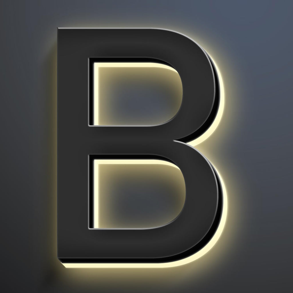 16 Inch Backlit LED Illuminated Home Address Numbers Stainless Steel Hand-Polished For House Address Signs Lighted House Numbers Elevate Address Display,B