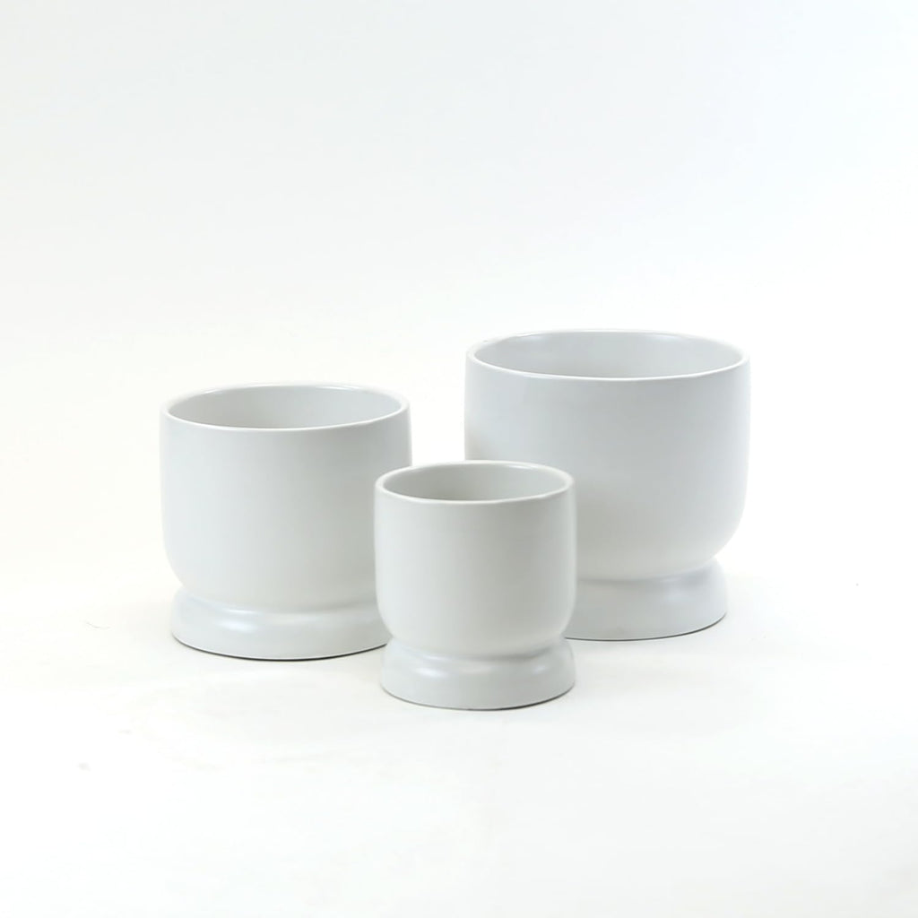WGVI White Modern Pedestal Vase Ceramic Bowl, 4' x 4.25'H, Sleek Contemporary Flower or Plant Container, Floral Home Décor Planter, No Drain Hole, 12 Piece