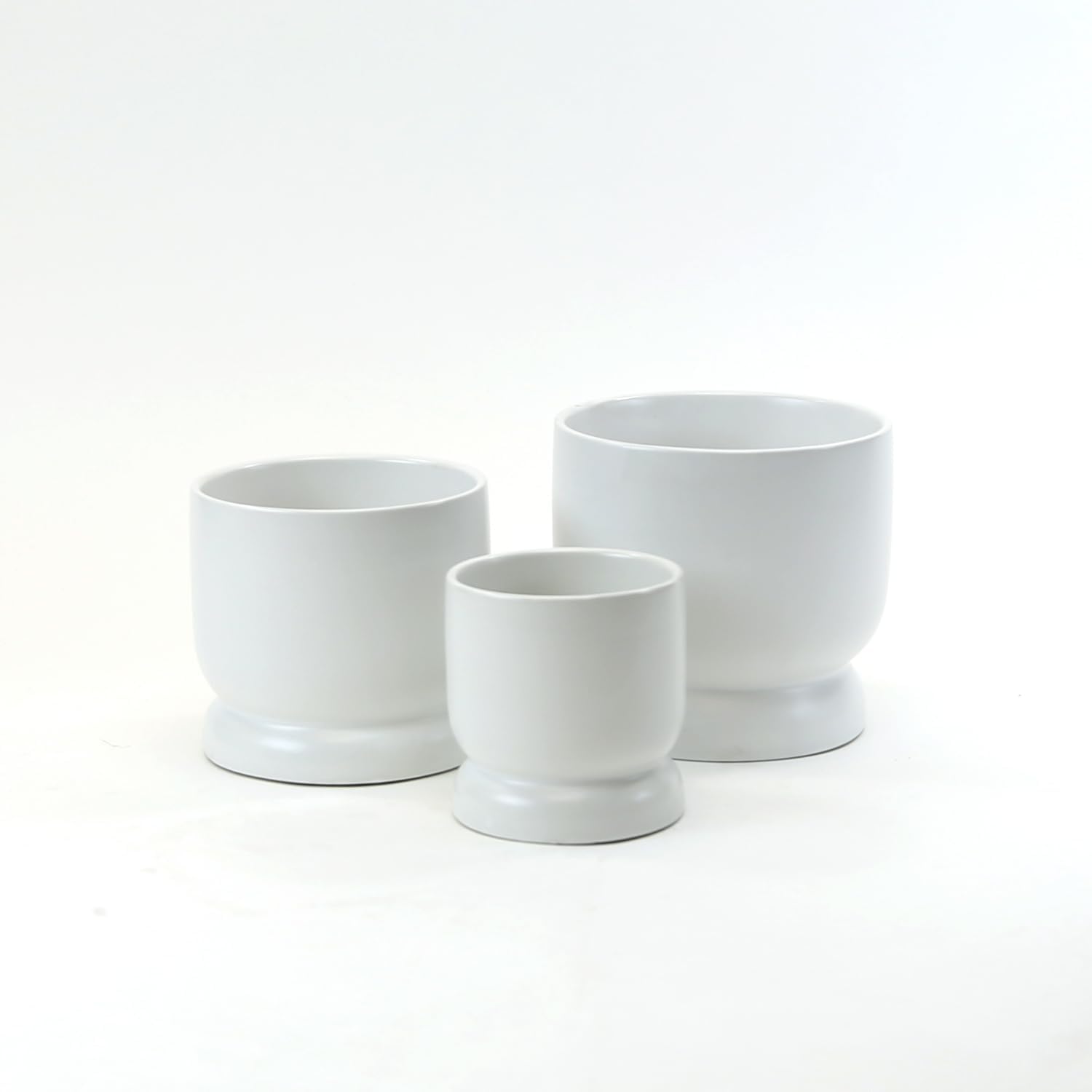 WGVI White Modern Pedestal Vase Ceramic Bowl, 4' x 4.25'H, Sleek Contemporary Flower or Plant Container, Floral Home Décor Planter, No Drain Hole, 12 Piece