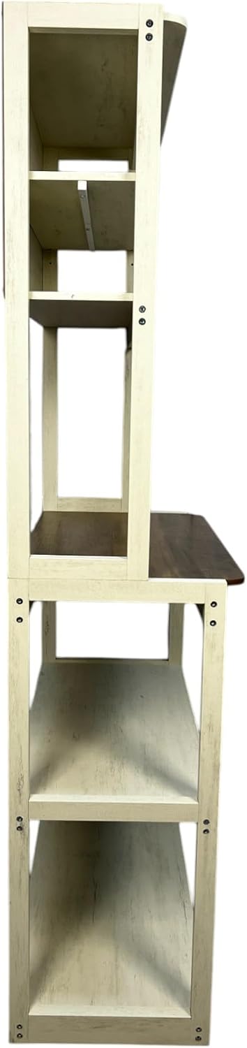 39.37' White and Rustic Brown Color 5 Tier Bakers Rack for Kitchen with Storage, Coffee Bar, Kitchen Shelves, Microwave Stand