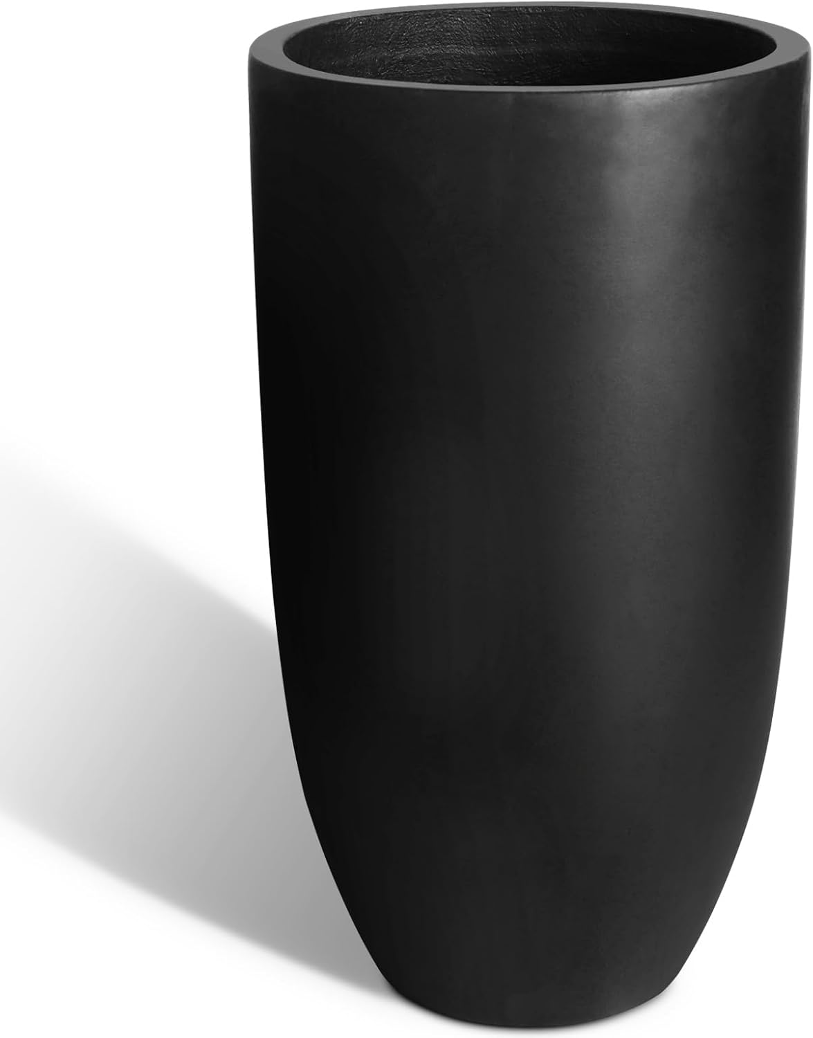 Heyzier Tall Planters for Outdoor Plants, Large Concrete Flower Pots for Garden Front Porch, Patio, Indoor (Black)