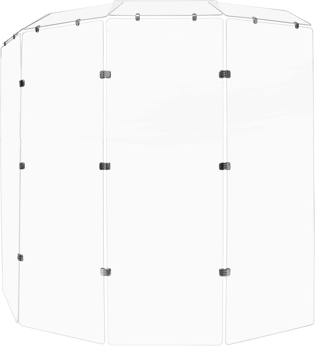 PENNZONI Drum Shield 6ft w/Deflectors & Chrome Hinges, Comes w/ 4 Drum Panels, 4 Deflectors, Chrome Hinges & Deflector Connectors, Premium Clear Acrylic Panels