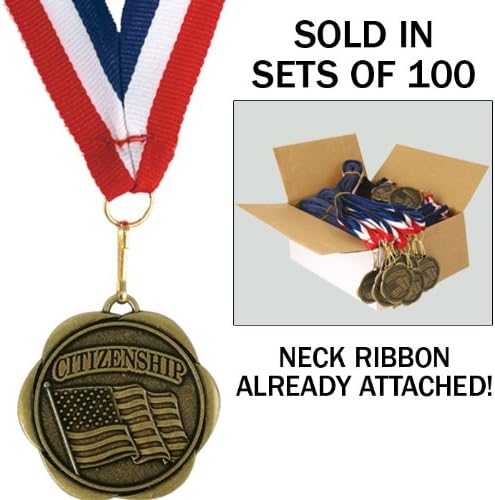 Set of 100 Award Medals with Neck Ribbons
