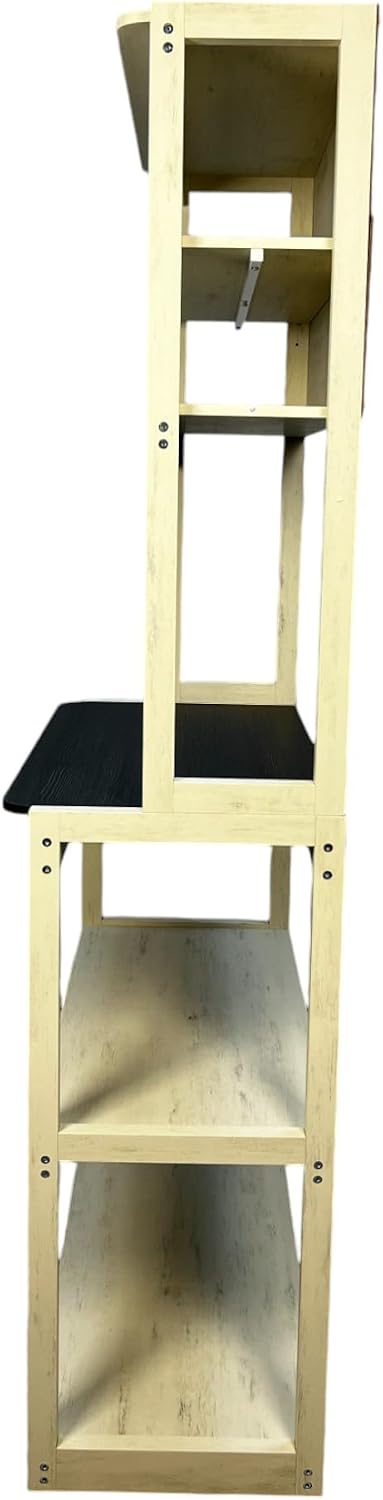 31.5' White and Black Color 5 Tier Bakers Rack for Kitchen with Storage, Coffee Bar, Kitchen Shelves, Microwave Stand