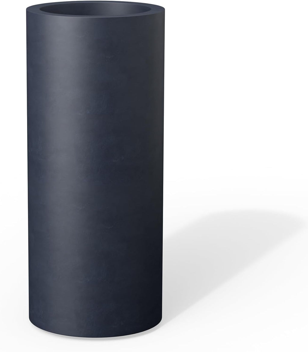 Kante 23.6 Inch Tall Cylindrical Planter, Large Round Plant Pots with Drainage Hole, Made with Concrete, Suitable for Indoor Outdoor Plants, Home Decor, Charcoal