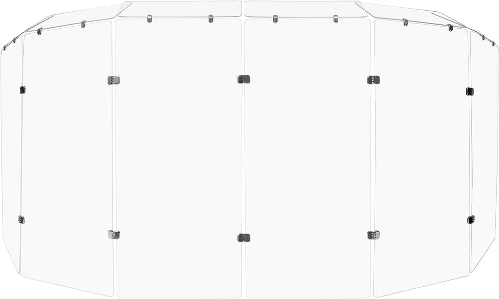 PENNZONI Drum Shield 4ft w/Deflectors & Chrome Hinges, Comes w/ 6 Drum Panels, 6 Deflectors, Chrome Hinges & Deflectors Connectors, Premium Clear Acrylic Panels