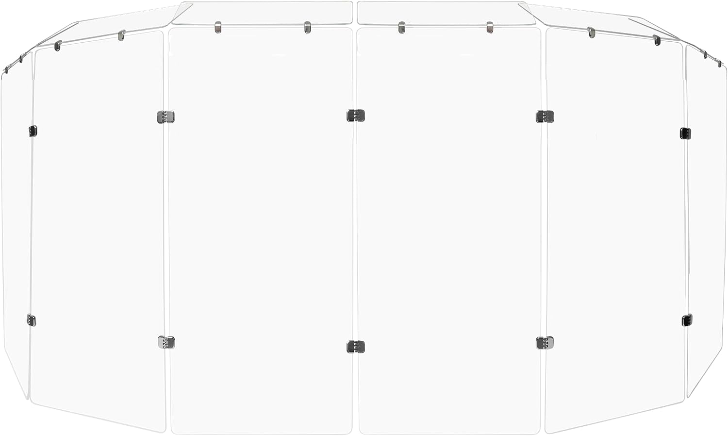 PENNZONI Drum Shield 4ft w/Deflectors & Chrome Hinges, Comes w/ 6 Drum Panels, 6 Deflectors, Chrome Hinges & Deflectors Connectors, Premium Clear Acrylic Panels