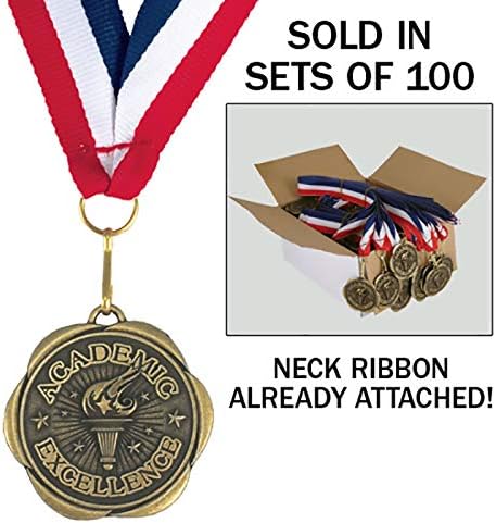 Set of 100 Award Medals with Neck Ribbons