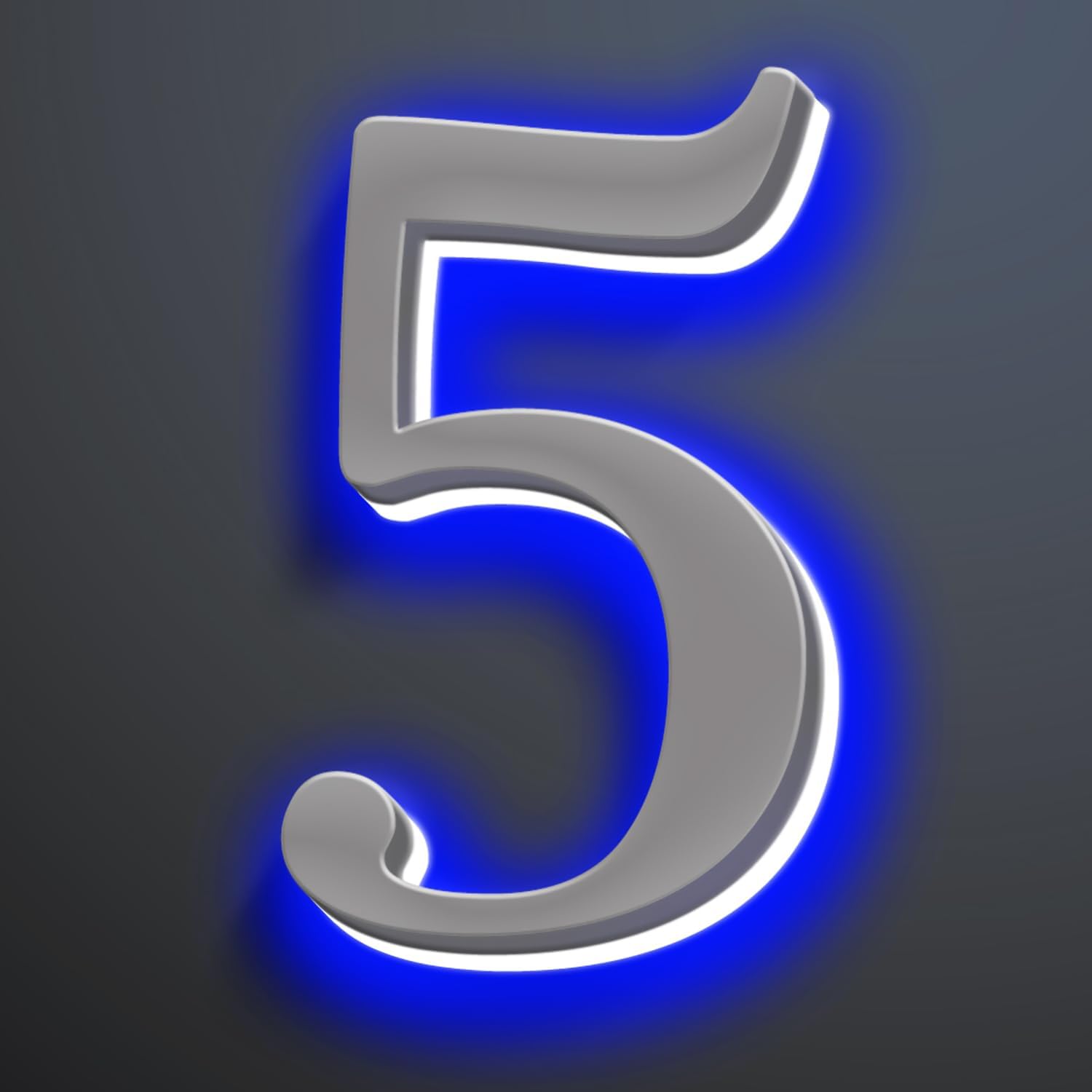 Backlit LED Illuminated House Numbers 18 Inch, Stainless Steel Hand-Polished For House Address Signs, Modern Lighted House Numbers, Large Metal Address Numbers,5