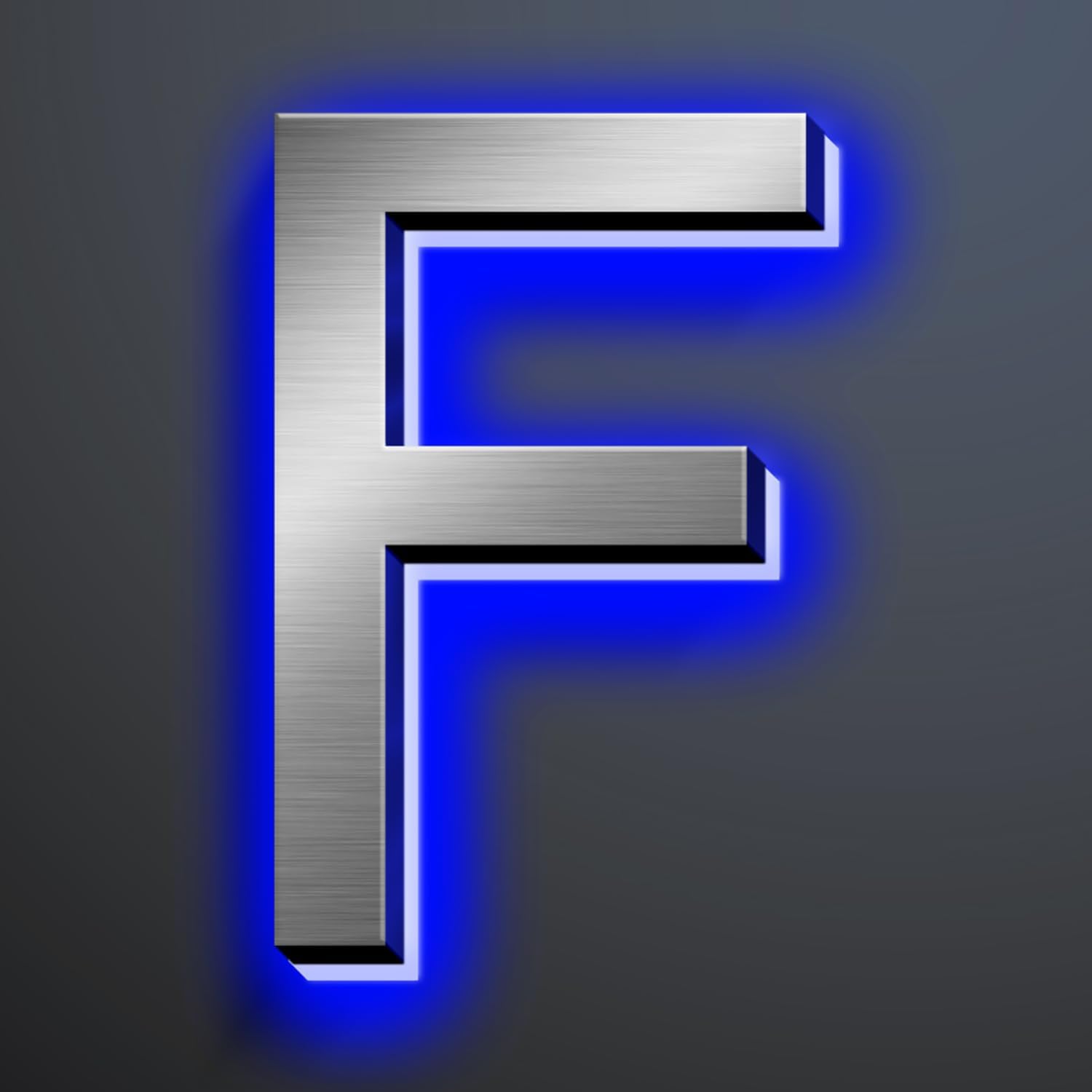 Illuminated House Numbers 18 Inch, Backlit Illuminated LED House Address Numbers For Outside, Modern Metal Lighted Address Numbers Signs, Brushed Silver, Blue Light,F