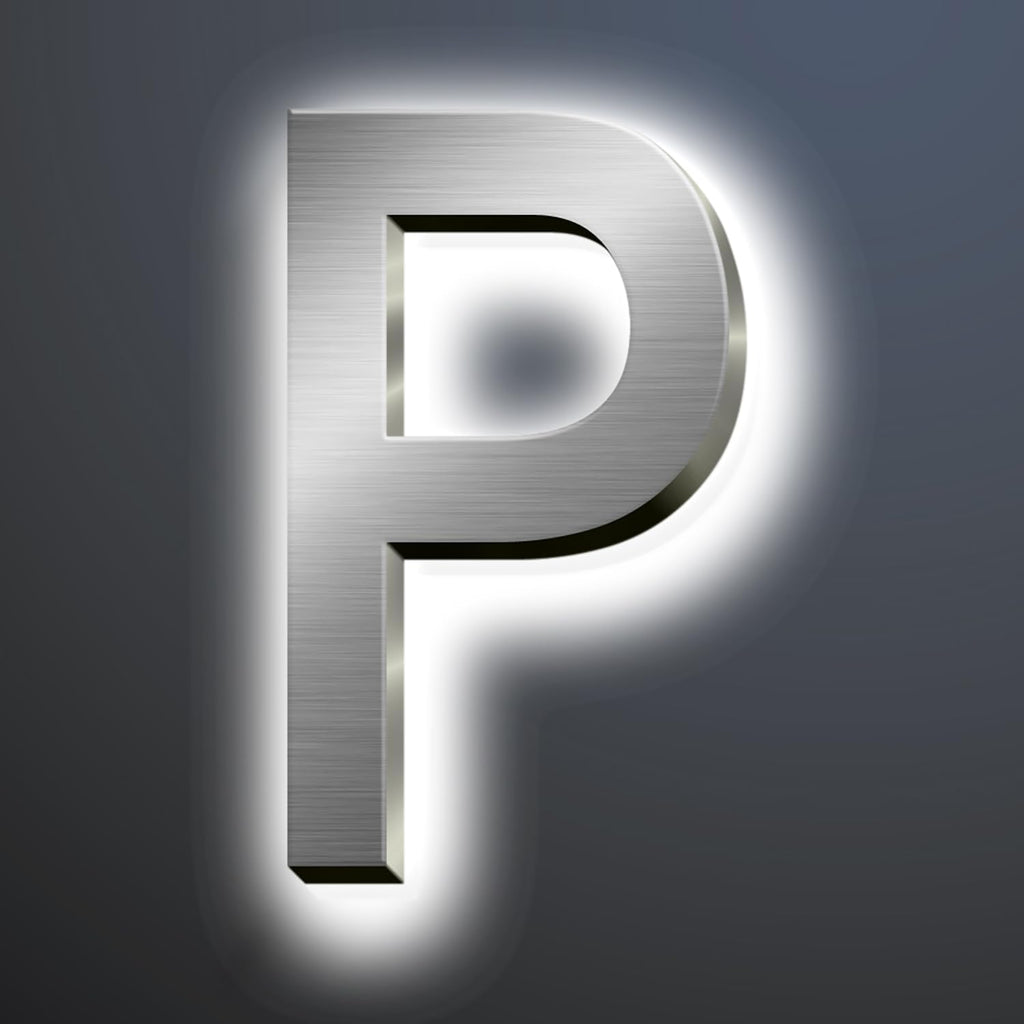 Backlit LED House Numbers For Outside 20', Modern Illuminated Home Address Numbers, Large Metal Lighted Address Numbers Signs For House, Brushed Silver, White Light,P