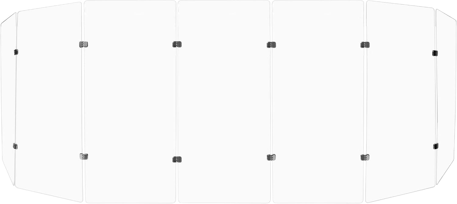 PENNZONI Drum Shield 4ft w/Chrome Hinges, Comes w/ 7 Drum Panels, & 12 Chrome Hinges, Premium Clear Acrylic Panels, Drum Screen