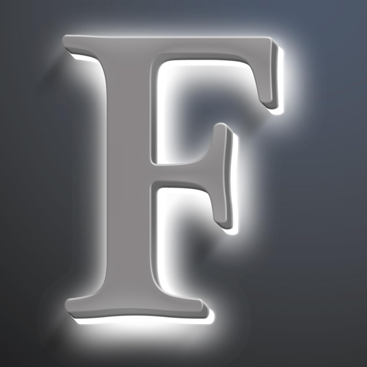 Backlit LED Address Number Get Noticed, 18 Inch Illuminated House Numbers, Lighted Up Home Address Number For Yard, Modern Metal Lighted House Number For Outside,F