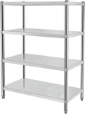 Stainless Steel Shelves 48x18x60 Inch Storage Rack 4 Tier Shelving Units and Storage Adjustable Stainless Steel Rack Shelving, Storage Shelves for Kitchen Commercial Office