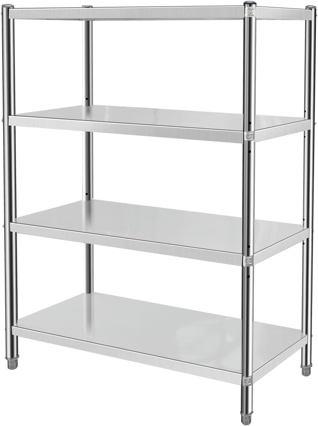 Stainless Steel Shelves 48x18x60 Inch Storage Rack 4 Tier Shelving Units and Storage Adjustable Stainless Steel Rack Shelving, Storage Shelves for Kitchen Commercial Office