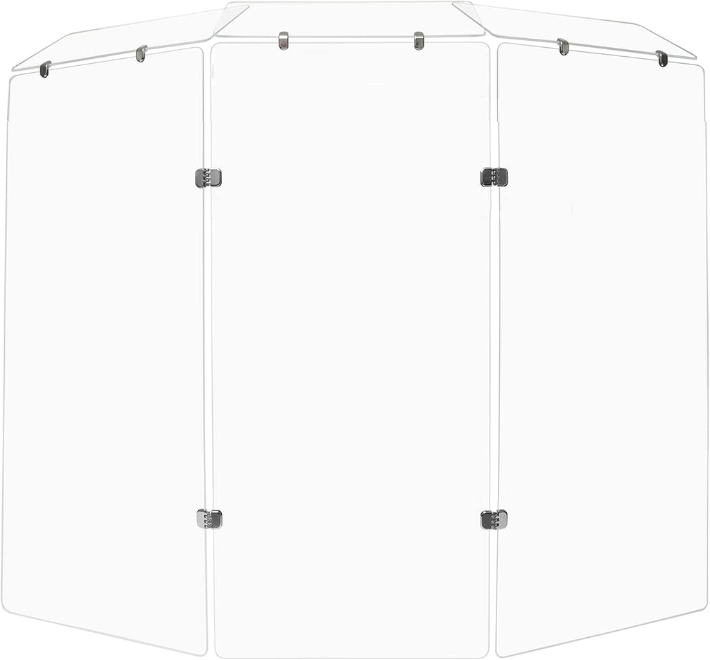 PENNZONI Drum Shield 4ft w/Deflectors & Chrome Hinges, Comes w/ 3 Drum Panels, 3 Deflectors, Chrome Hinges & Deflector Connectors, Premium Clear Acrylic Panels