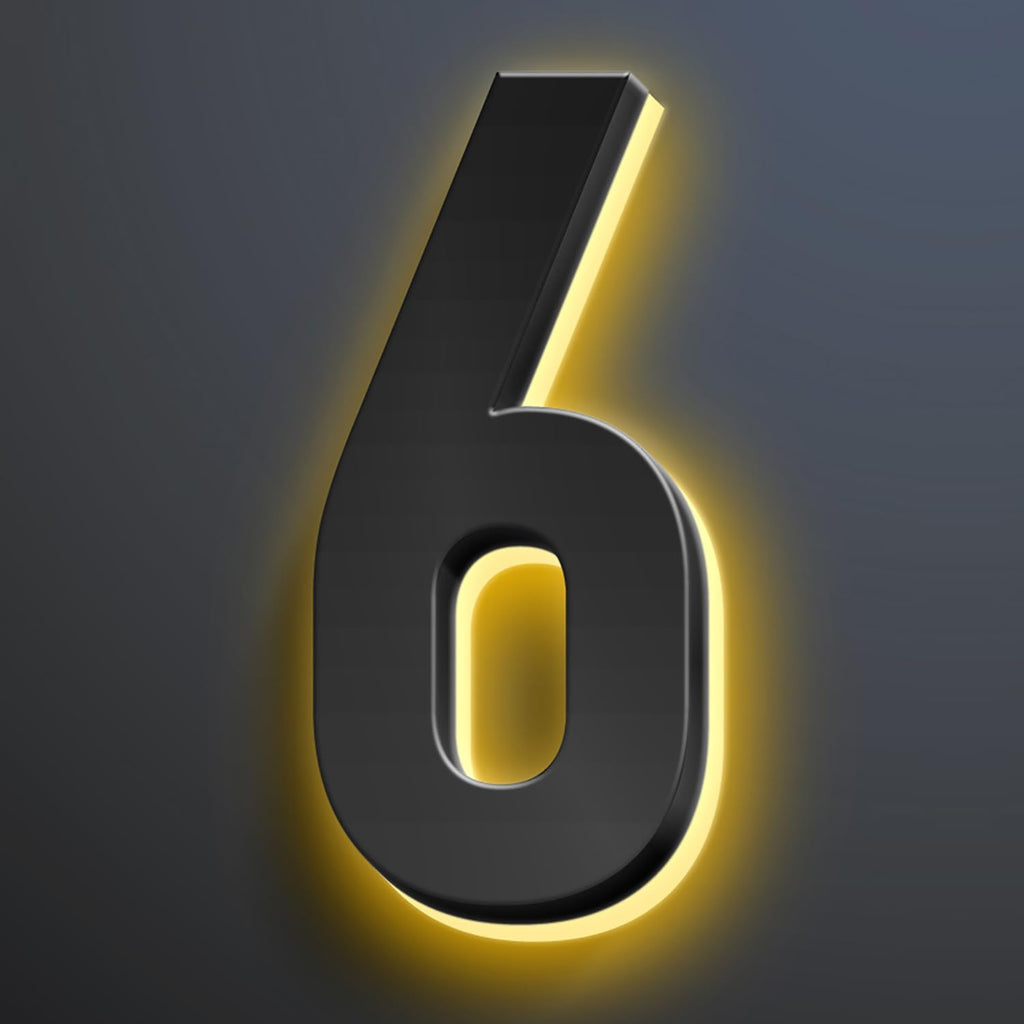 Illuminated House Address Numbers Signs, Up-Scale Modern Look, Backlit LED Illuminated Home Address Number, Stainless Steel Lighted House Numbers For Outside,16 Inch/400mm,6