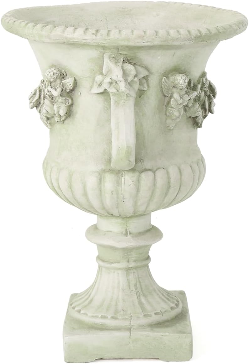 17.3' W x 24' H White Magnesium Oxide Planter Pot - Ideal for Backyard, Patio, Garden Decor