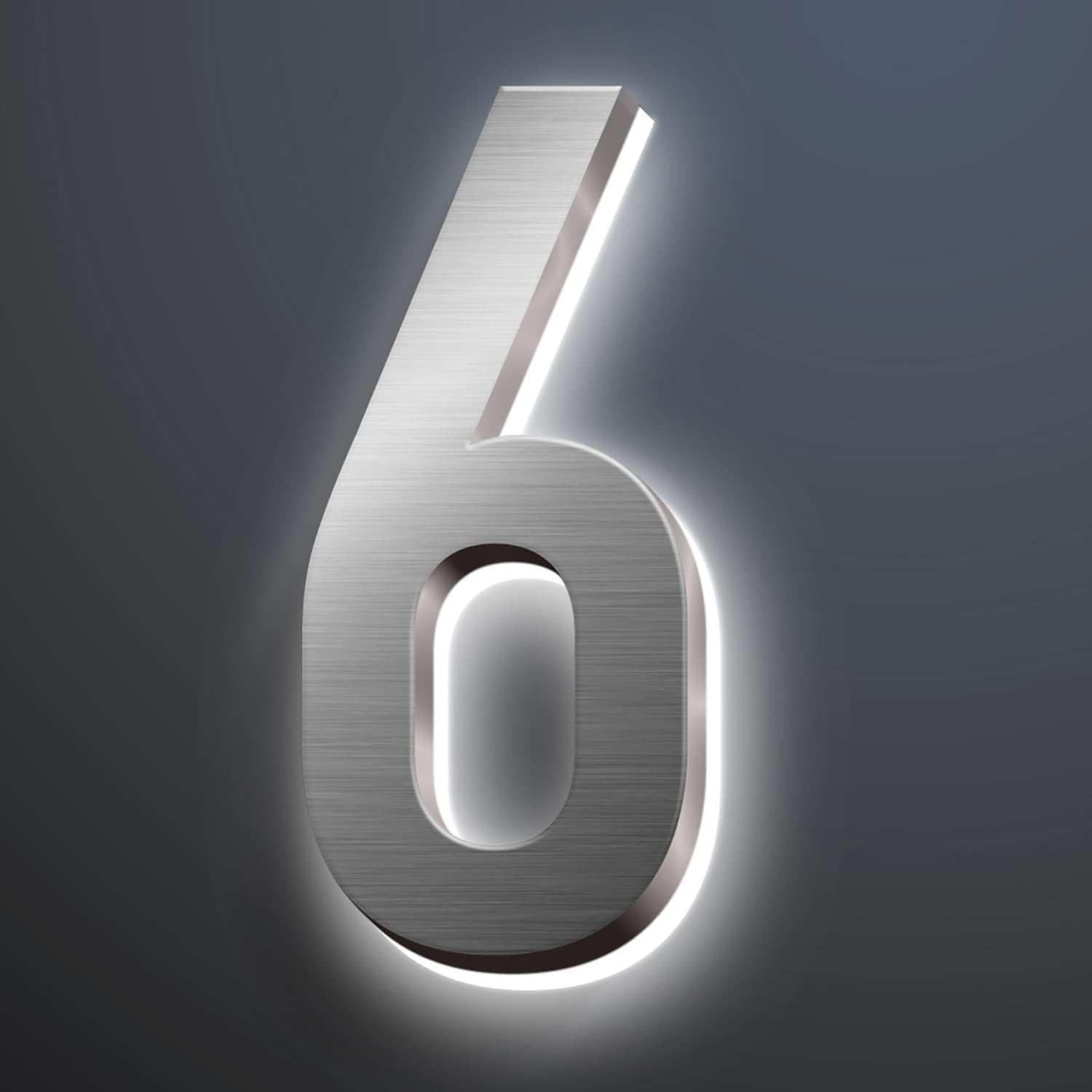 Illuminated LED House Numbers, Backlit LED Illuminated Home Address Number, Up-Scale Modern Look, Lighted House Numbers, Modern Lighted Up Address Numbers For Outside,18 Inch/450mm,6
