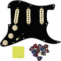 Fender Pre-Wired Strat® Pickguard, Tex-Mex SSS, Black - 0992343506 Bundle w/ 12-Pack Guitar Pick and Liquid Audio Polishing Cloth