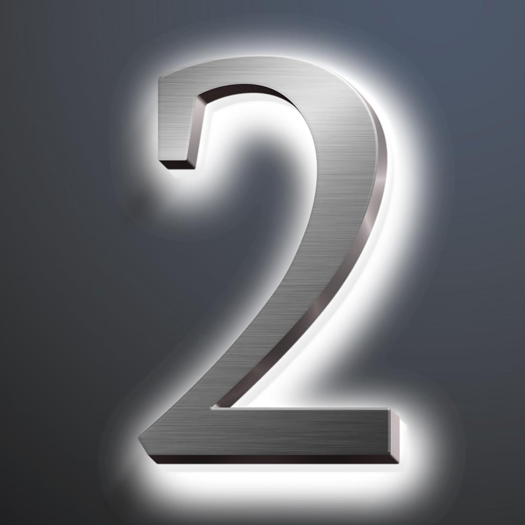 Backlit LED Illuminated Home Address Numbers 16', Large Modern Stainless Steel Illuminated House Numbers For Outside, Lighted Address Signs For A Stylish Look,2