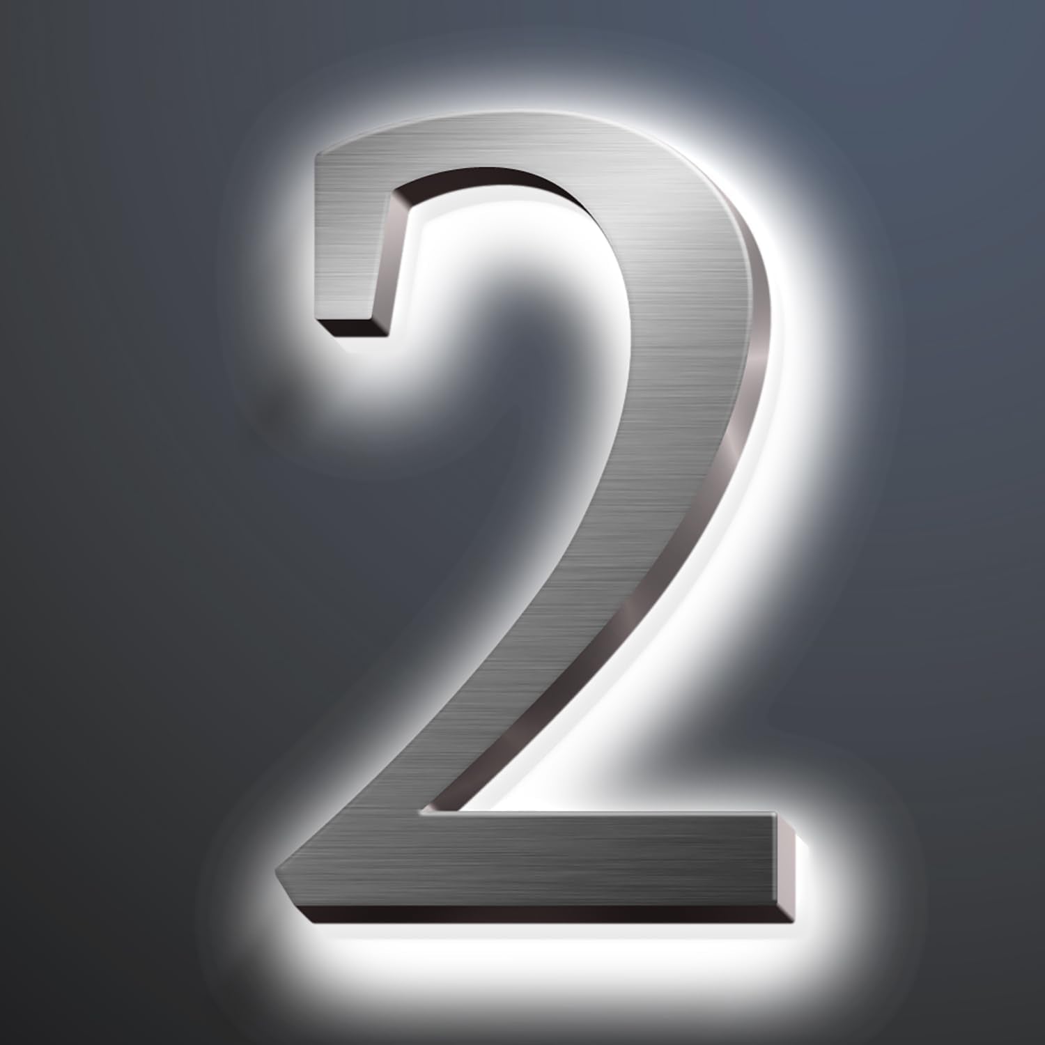 Backlit LED Illuminated Home Address Numbers 16', Large Modern Stainless Steel Illuminated House Numbers For Outside, Lighted Address Signs For A Stylish Look,2