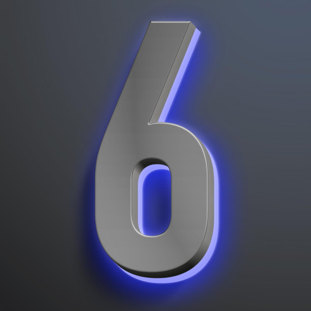 Backlit LED Home Address Numbers, Waterproof Illuminated House Numbers, Stainless Steel Address Numbers Signs, Lighted House Numbers For Outside Modern, Grey,16 Inch/400mm,6