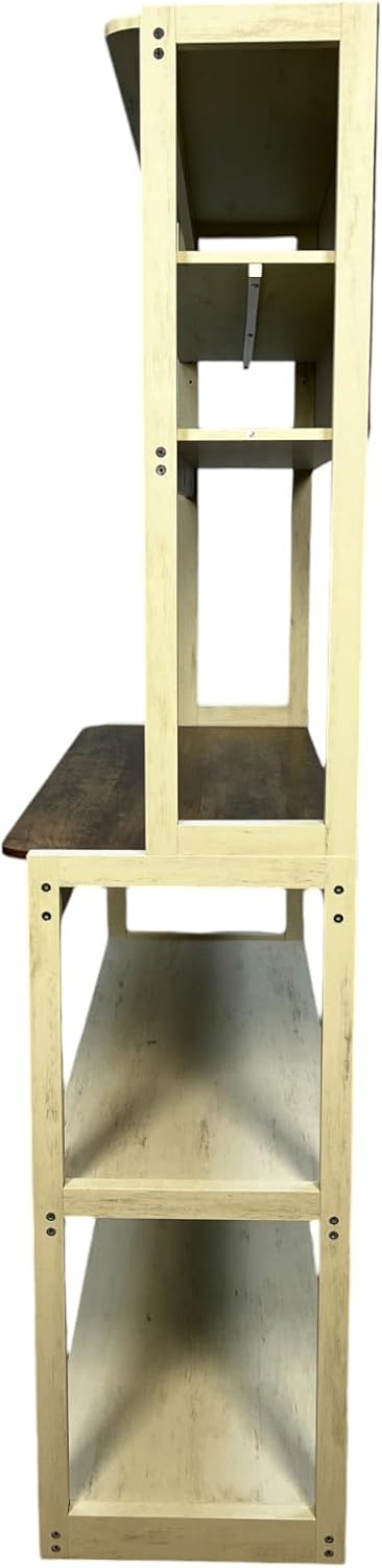 39.37' White and Rustic Brown Color 5 Tier Bakers Rack for Kitchen with Storage, Coffee Bar, Kitchen Shelves, Microwave Stand