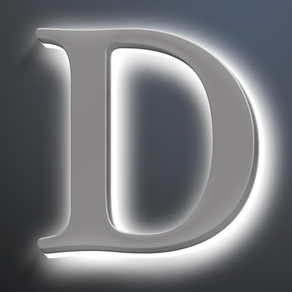 Backlit LED Address Number Get Noticed, 18 Inch Illuminated House Numbers, Lighted Up Home Address Number For Yard, Modern Metal Lighted House Number For Outside,D