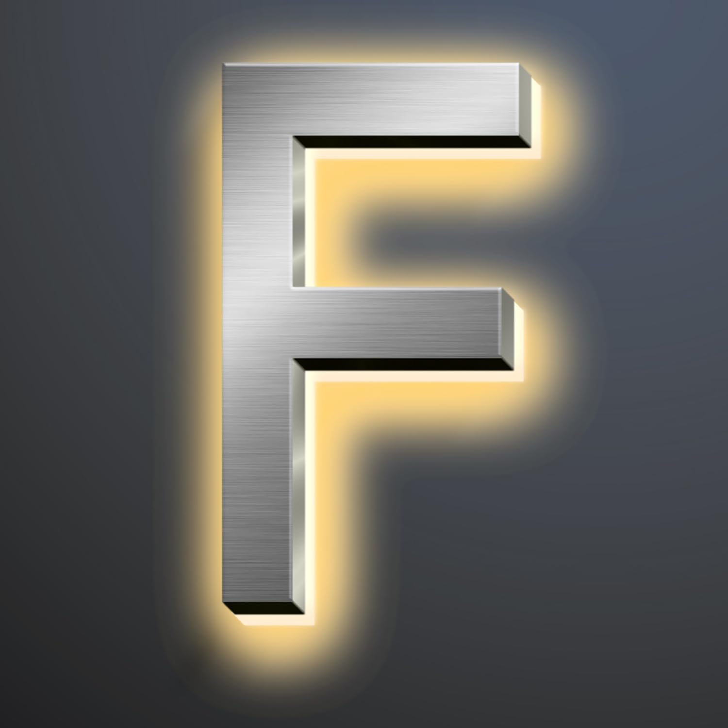 Illuminated House Numbers 20 Inch, Backlit LED Home Address Number, Stainless Steel Hand-Polished For House Address Signs, Lighted House Numbers For Outside, Yard,F
