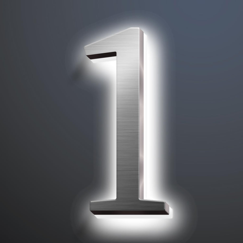 Backlit LED Illuminated Home Address Numbers 16', Large Modern Stainless Steel Illuminated House Numbers For Outside, Lighted Address Signs For A Stylish Look,1
