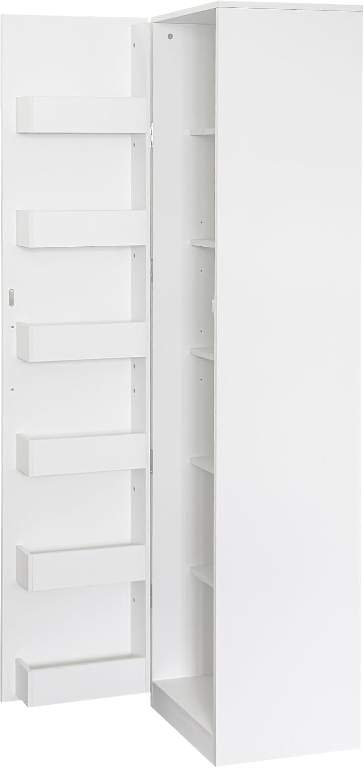 71' Ample Storage Freestanding Storage Cabinet, Kitchen Storage Bakers Rack with Adjustable Shelves, Utility Food Cupboard with Wooden Structure for Kitchen Living Room Dining Room, White