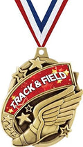 Crown Awards Track & Field Medals - 2' Kudos Winged Foot Track and Field Award Medals Gold Prime