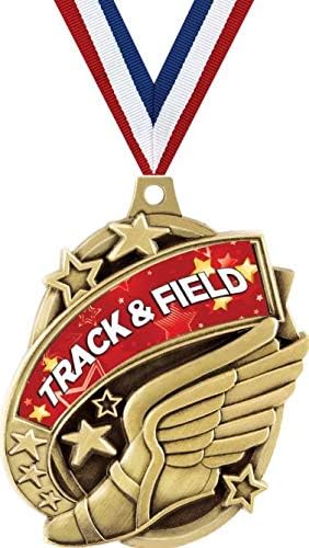 Crown Awards Track & Field Medals - 2' Kudos Winged Foot Track and Field Award Medals Gold Prime