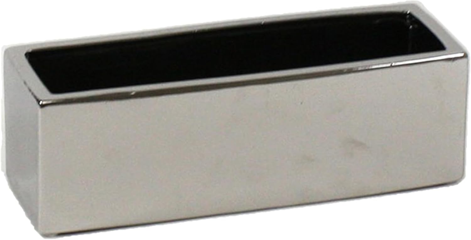 WGVI Long Rectangle Ceramic Planter Vase in Silver 12' x 4' x 4'H, Block Rectangular Terrarium Box Pot, Flower Arrangement, Table top Centerpiece, Home Decor Organization Storage Container, 6 Pcs.