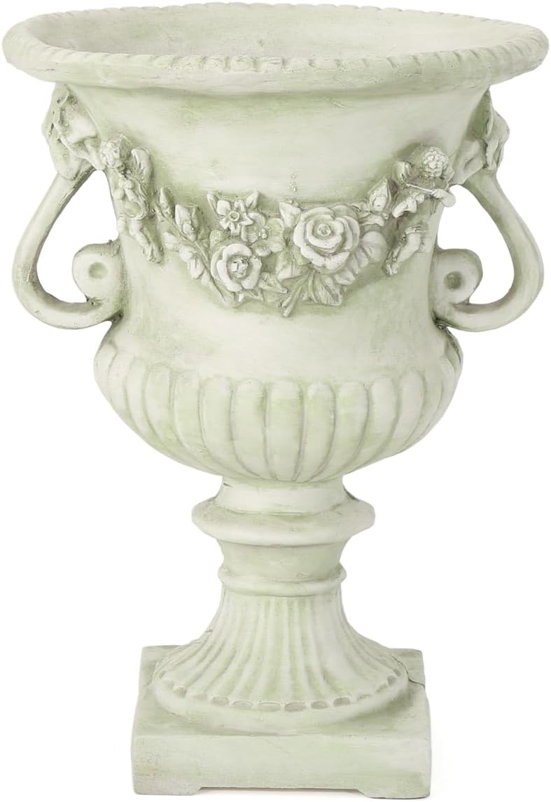 17.3' W x 24' H White Magnesium Oxide Planter Pot - Ideal for Backyard, Patio, Garden Decor