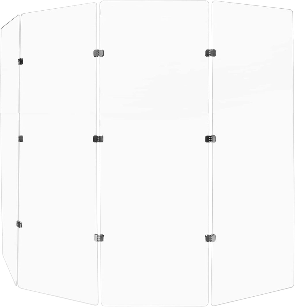 PENNZONI Drum Shield 6ft w/Chrome Hinges, Comes w/ 4 Drum Panels, & 9 Chrome Hinges, Premium Clear Acrylic Panels, Drum Screen
