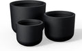 Kante 13',11',9' Dia Black Round Planters (Set of 3), Outdoor Indoor Modern Planter Pots, Lightweight, Weather Resistant, Seamless with Drainage Hole